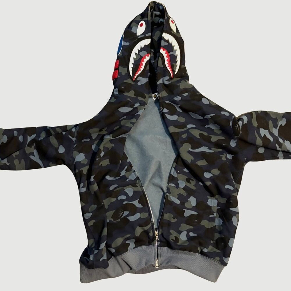 BAPE Shark Full Zip Hoodie – Blue Camo